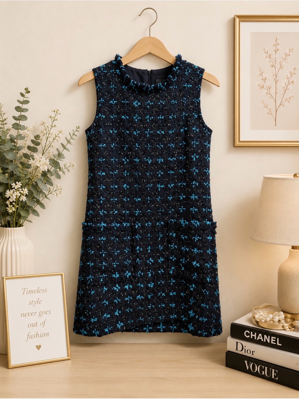 Sail to Sable size 10 blue sleeveless dress navy blue with teal accents